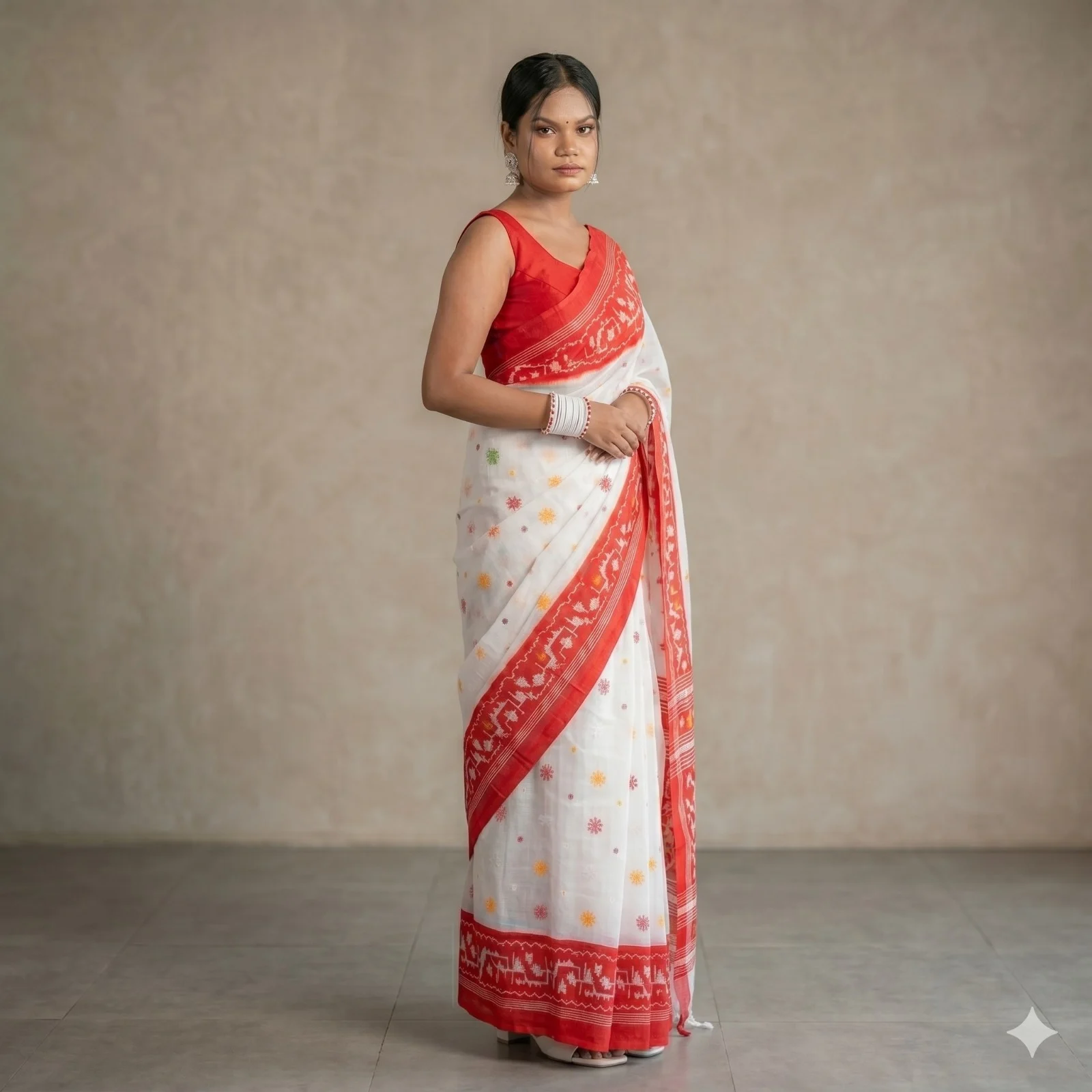 Half Silk block Print Saree