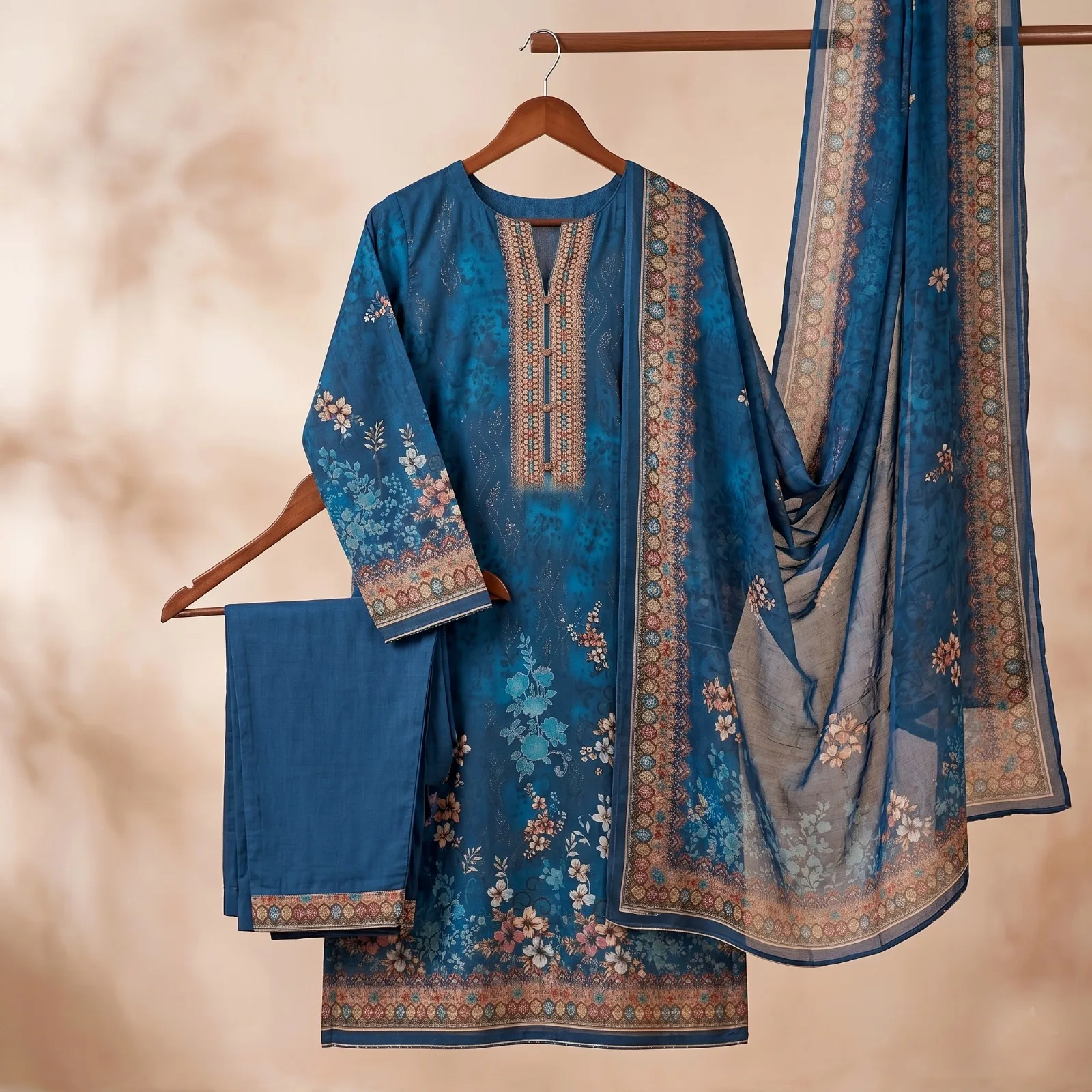 Unstitch Printed Three Piece