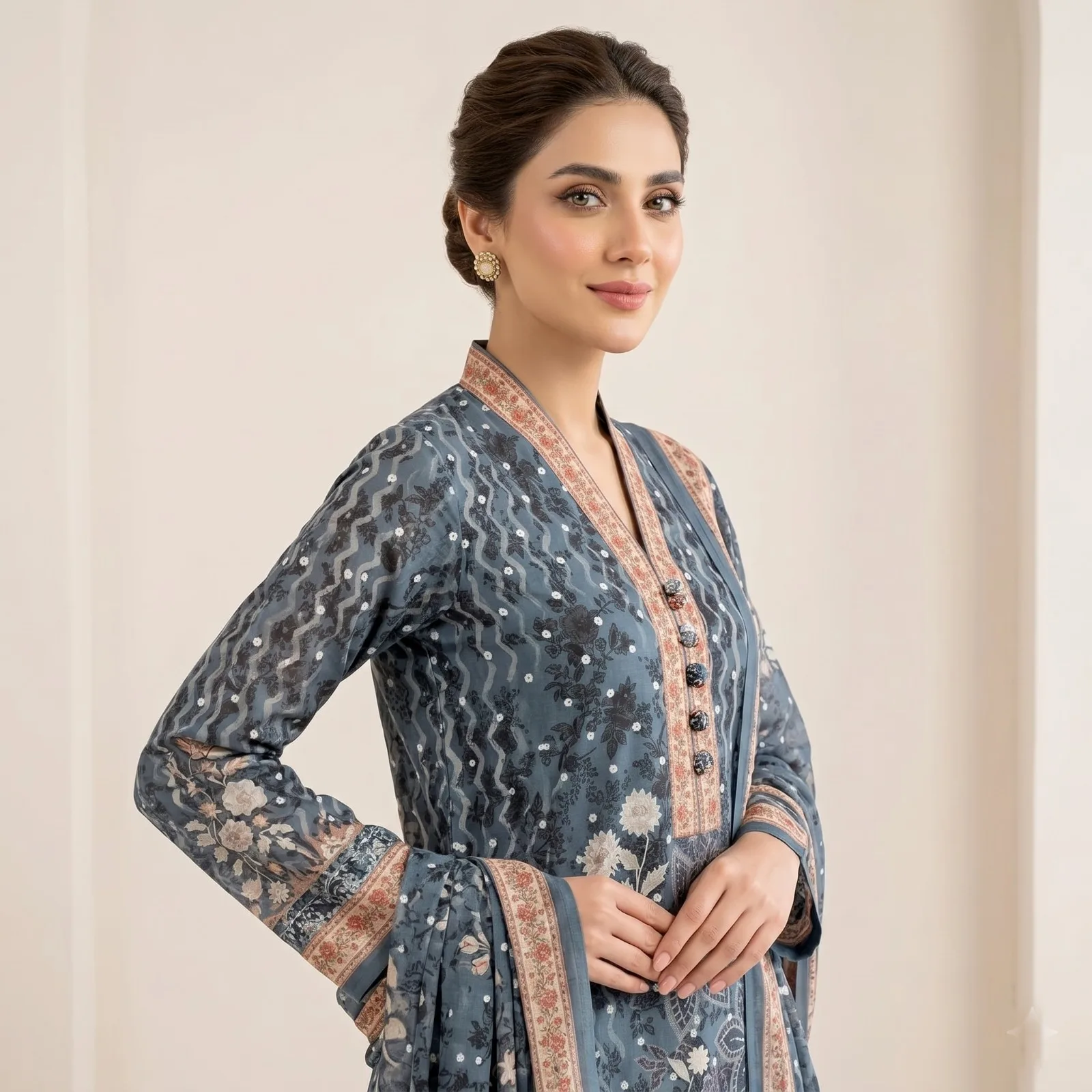 Unstitch Printed Three Piece