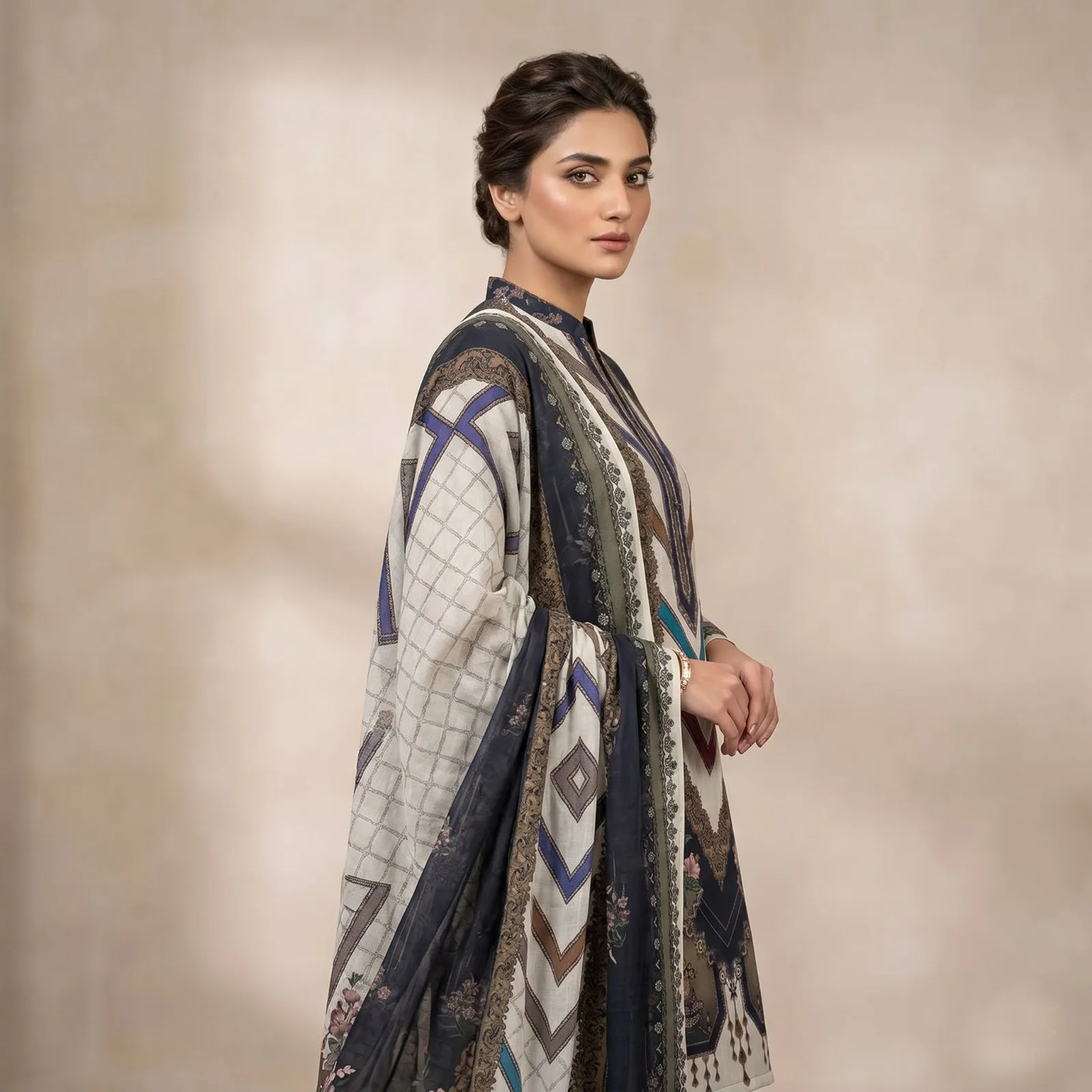 Unstitch Printed Three Piece