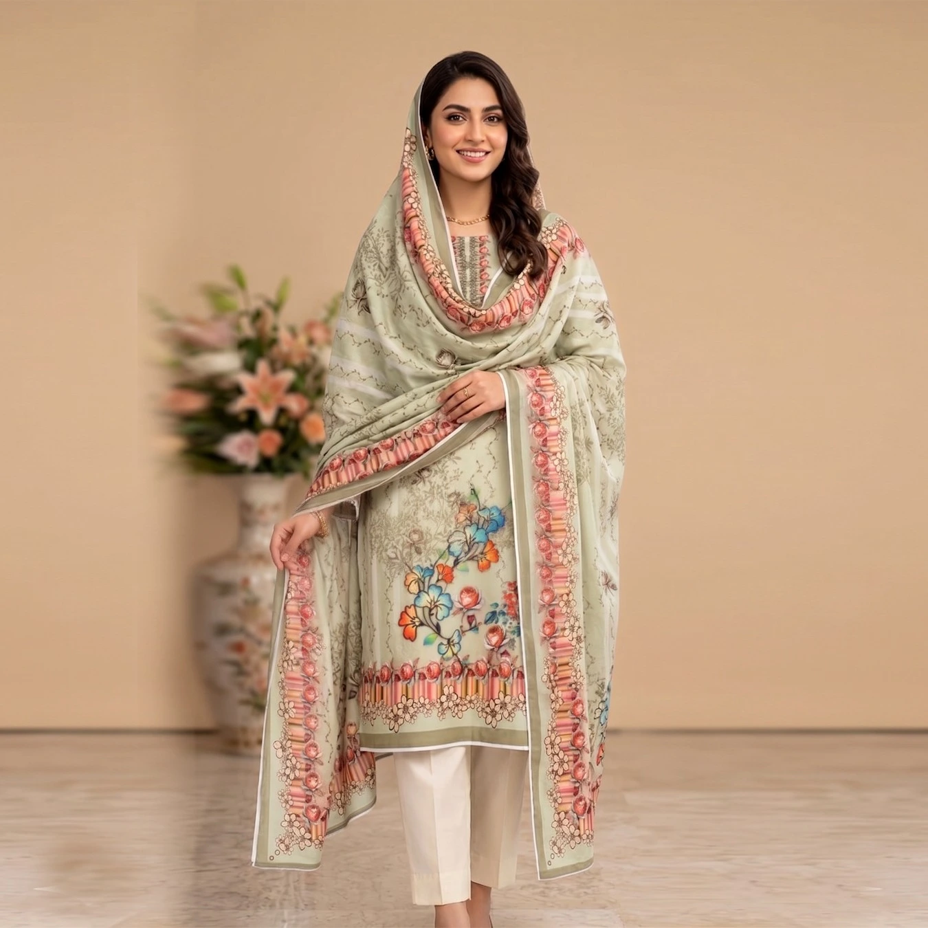 Unstitch Digital Print Three Piece
