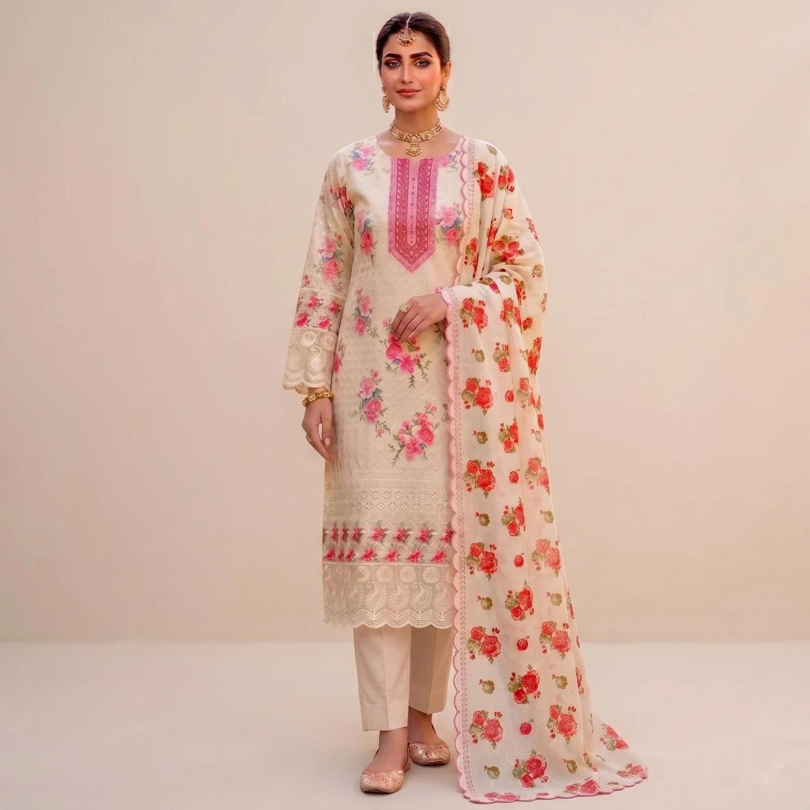 Unstitch Printed Three Piece