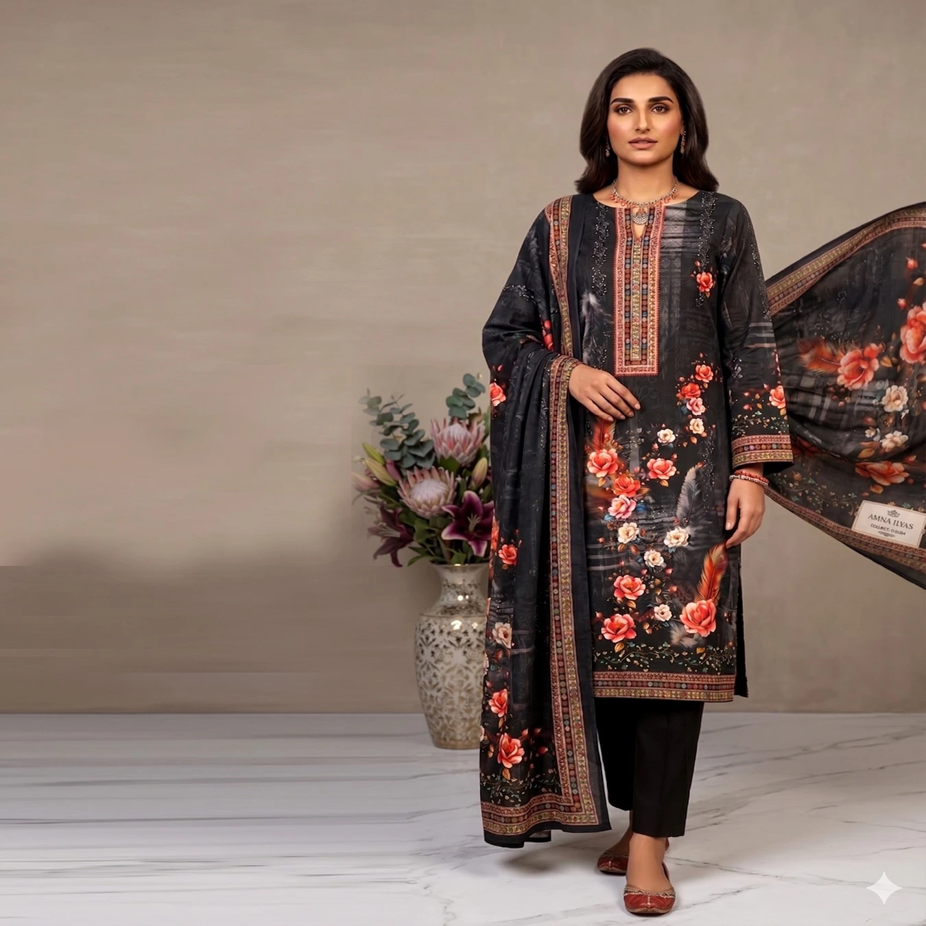 Unstitch Digital Print Three Piece