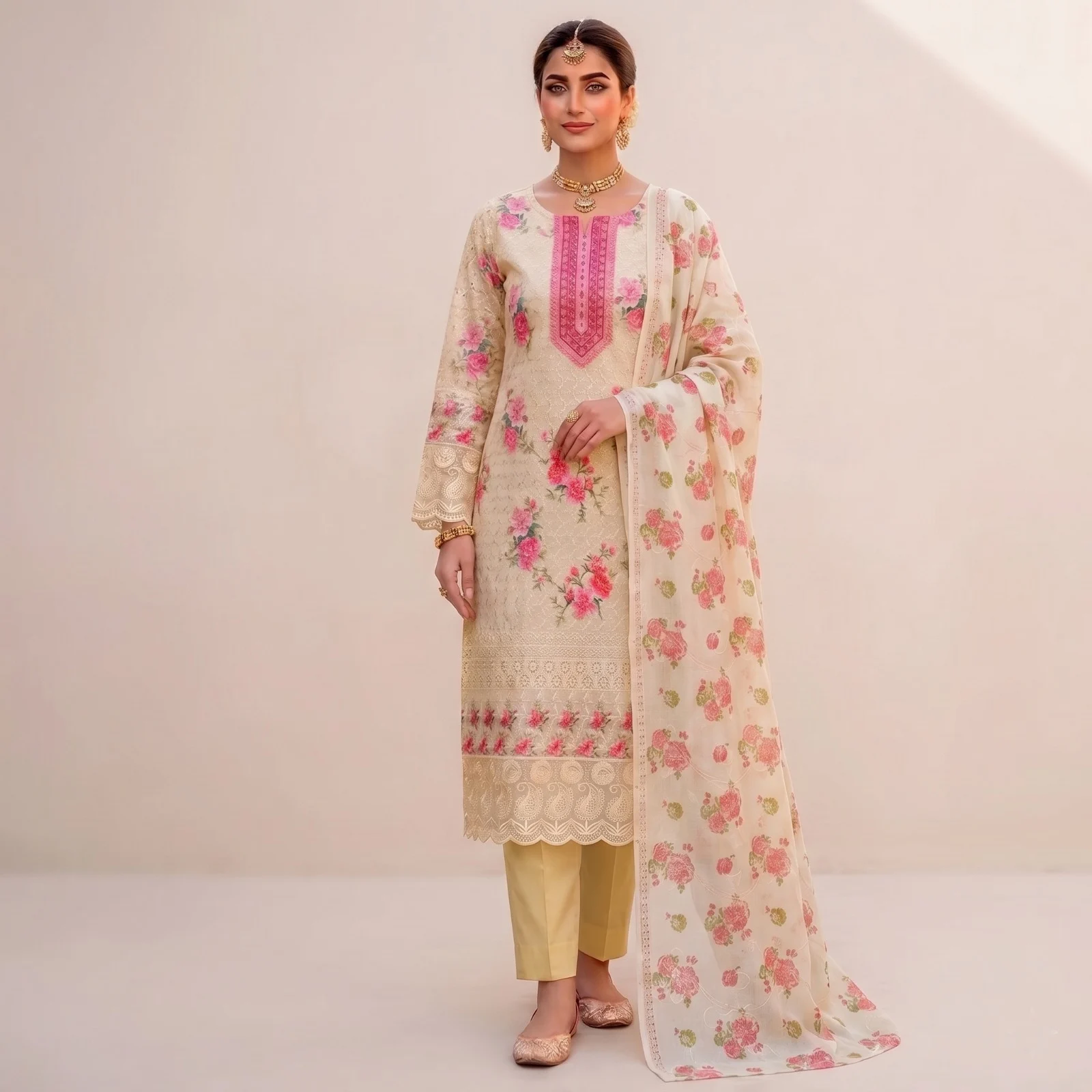 Unstitch Printed Three Piece