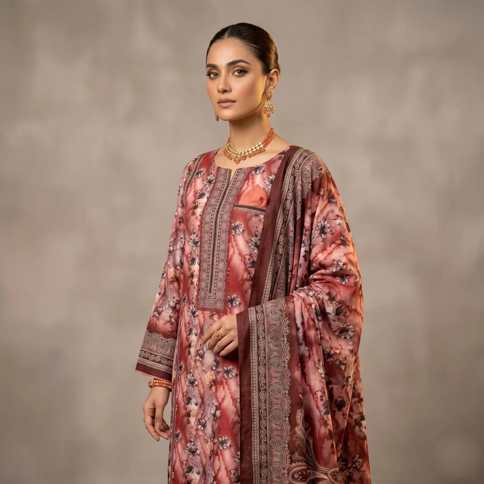 Unstitch Printed Three Piece