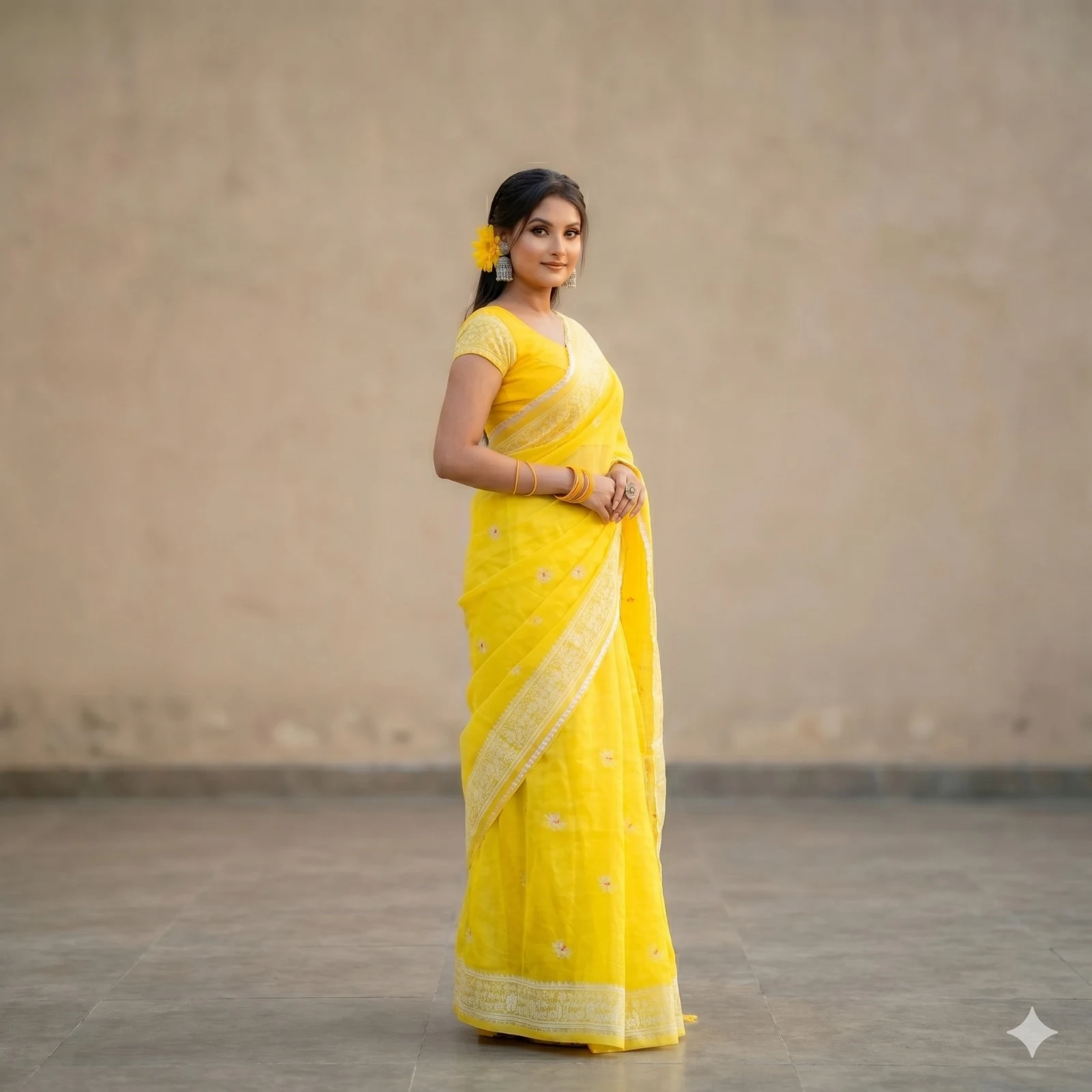 Half Silk Lace Work Saree