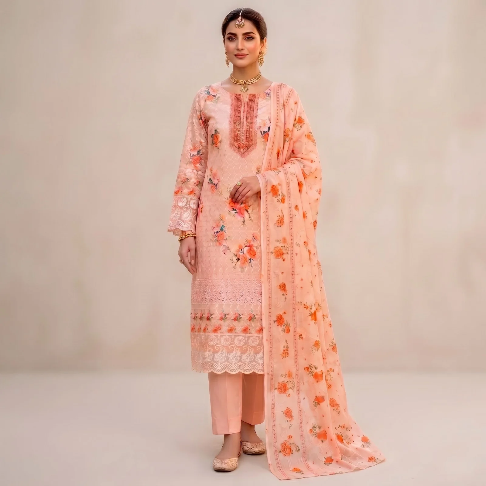 Unstitch Printed Three Piece