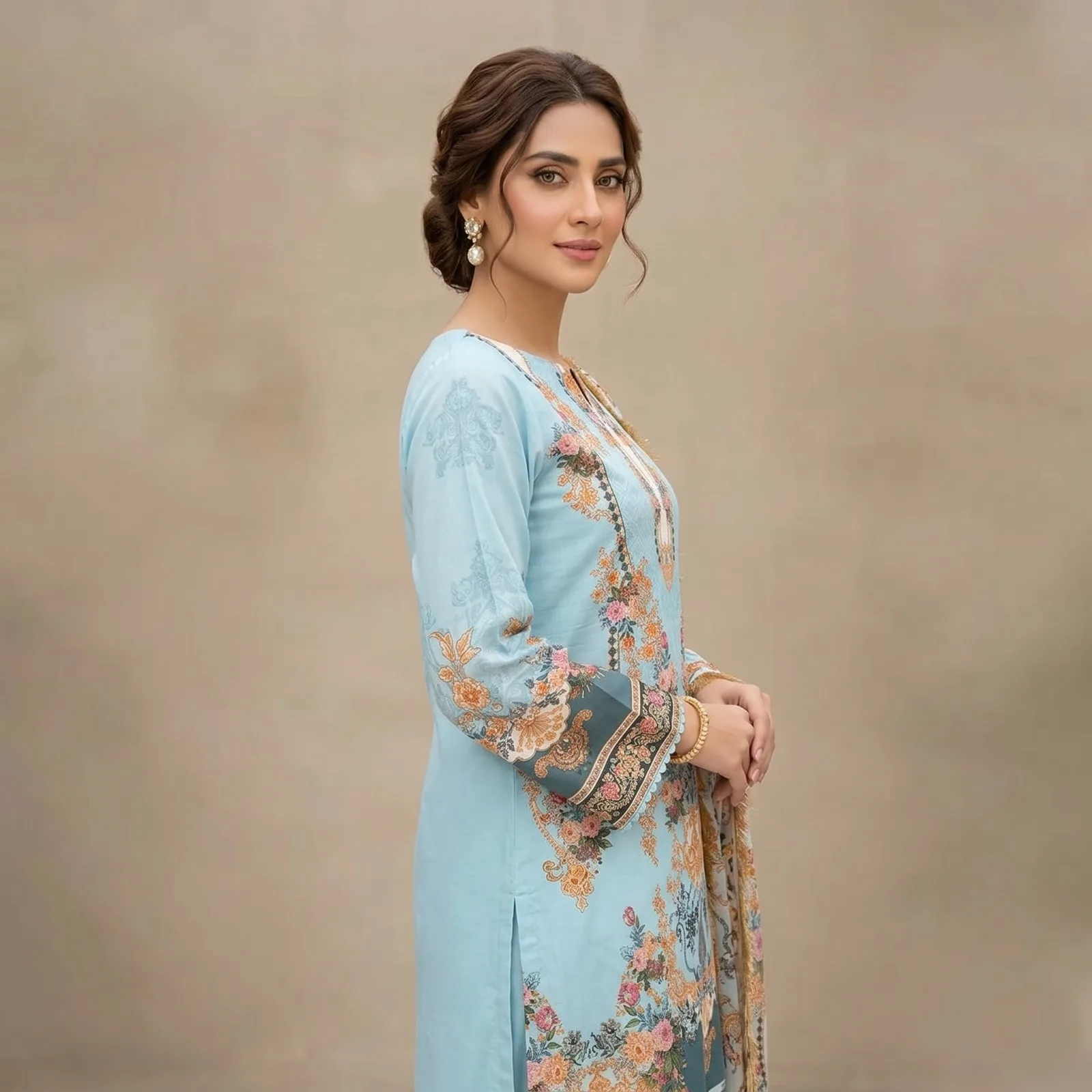 Unstitch Printed Three Piece