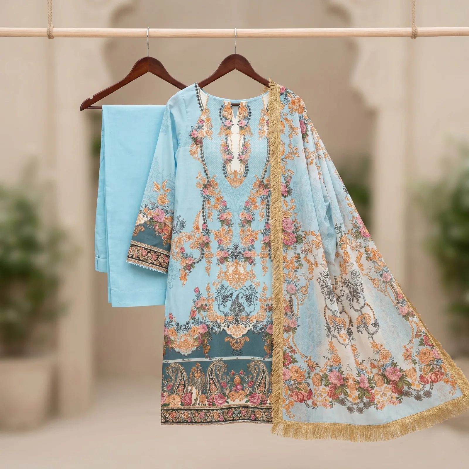 Unstitch Printed Three Piece