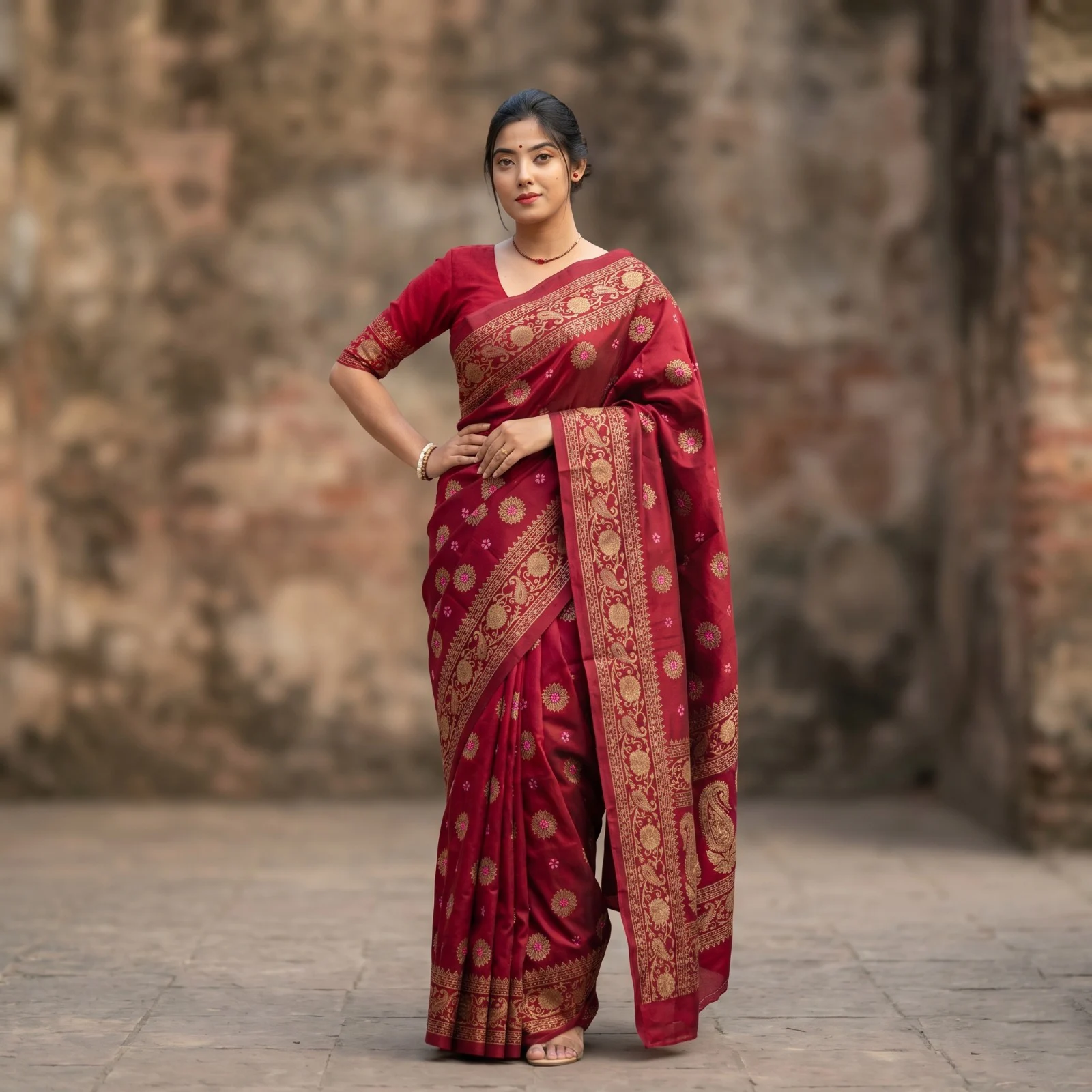 Japani Silk Skin Print Sharee with Blouse Piece