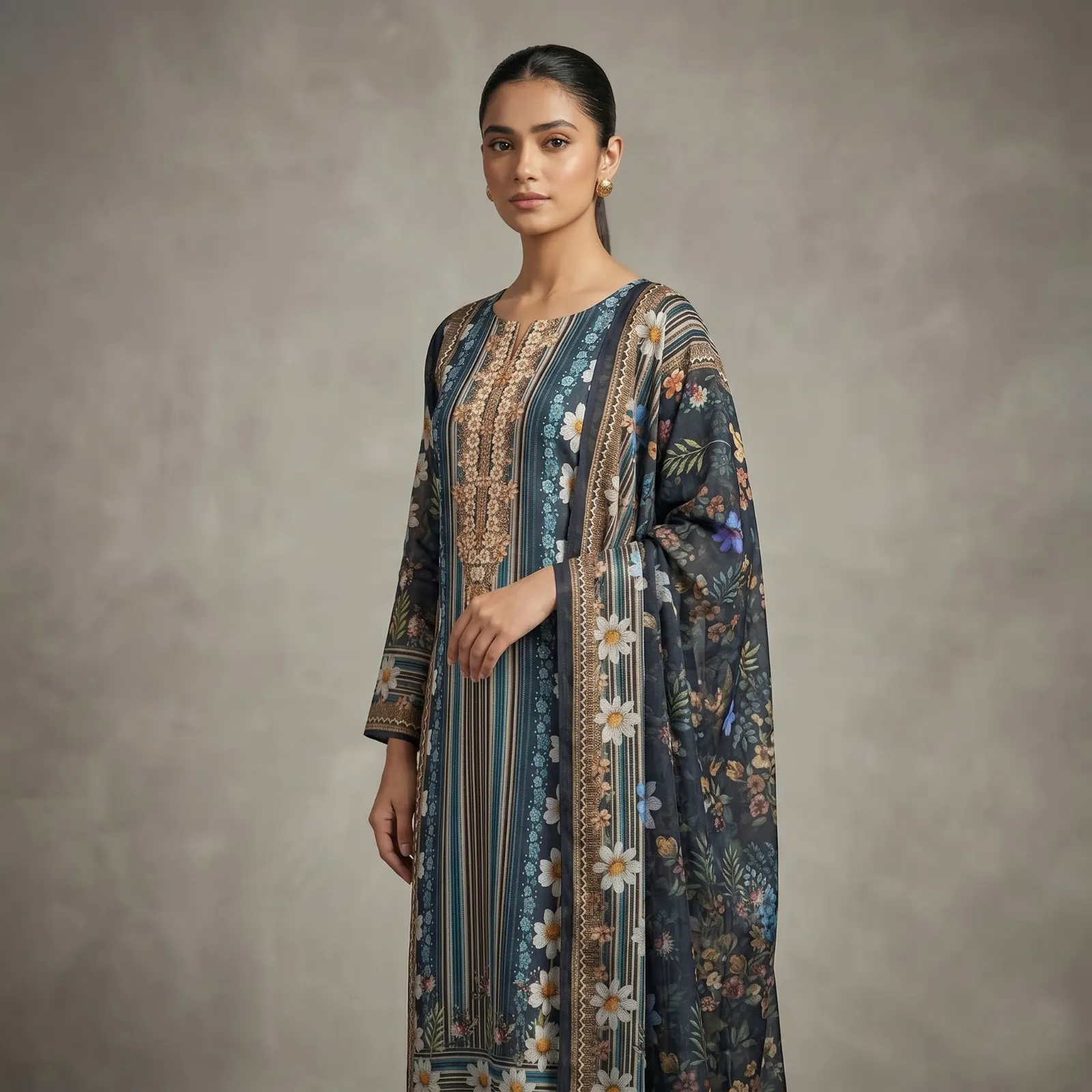 Unstitch Printed Three Piece